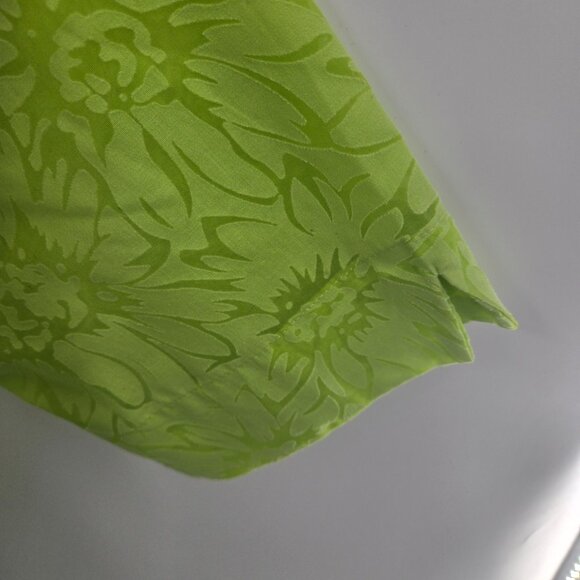 Sag Harbor Lime Green Floral Button Up Sheer Cotton/Poly Blend Medium - Picture 7 of 11